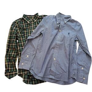 Ralph Lauren Gingham & Plaid‎ Button Down Shirt Bundle Slim Fit 2 pcs Size 8